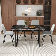 Table and chair set.Modern Black Marble Pattern MDF Dining Table