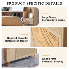 Modern minimalist storage cabinet, Japanese rattan shoe cabinet, bed
