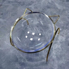 Sparkling Glass Cat Bowl With Elevated Metal Rack - Stylish And