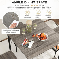 5-Piece Dining Table Set W/Counter Height Table & 4 Bar Stools, Modern
