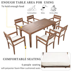 Acacia Wood Outdoor Dining Table And Chairs Suitable For Patio,