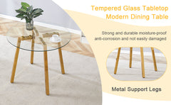 Modern Luxurious Round Tempered Glass Dining Table with Gold 7-Shaped