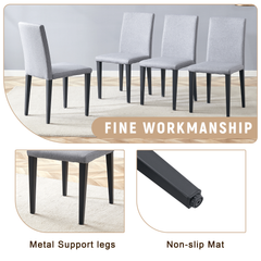 Table and chair set.71*35.4 inch Wooden And Black Spliced Dining Table
