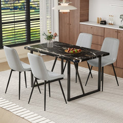 Table and chair set.Modern Black Marble Pattern MDF Dining Table