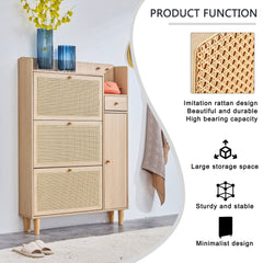 Modern minimalist storage cabinet, Japanese rattan shoe cabinet, bed
