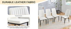 4 Dining Chair Set, White Dining Chair Set, PU Material High Back Seat