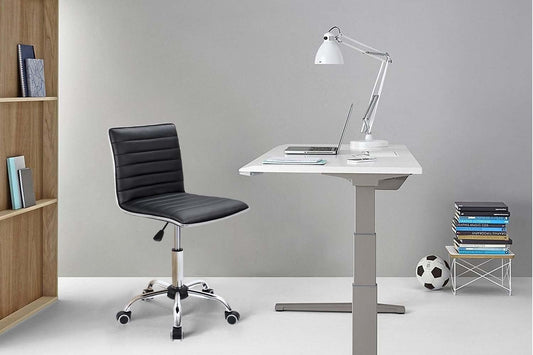 Mid Back Task Chair, Low Back Leather Swivel Office Chair, Vanity