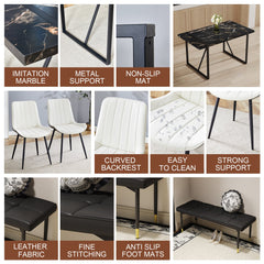 Table and chair set.Modern Black Marble Pattern MDF Dining Table Set -