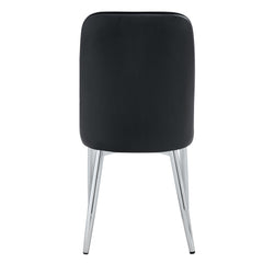 Modern Dining Chairs Set of 4 with PU Leather Backrest and Silver