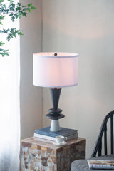 D15x26.7' Black Aluminum Table Lamp with Two Varying Disc Accents and
