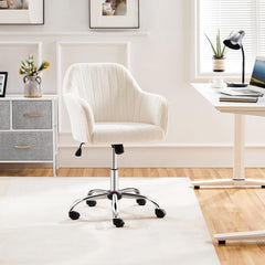 Boucle Vanity Chair Makeup Desk Chair Modern Office Chair Mid Back