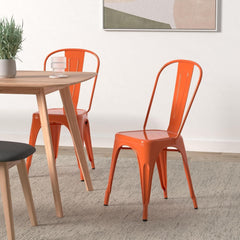 Metal Dining Chair Farmhouse Tolix Style for Kitchen Dining Room Café