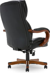 Big and Tall Executive Office Chair with Wood Accents, Adjustable High