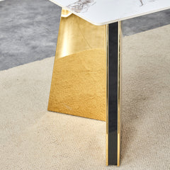 The luxurious cold jade dining table , paired with electroplated