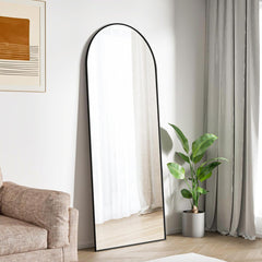 Black 63x20 inch metal arch stand full length mirror