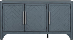 Modern Rustic Wood Buffet Sideboard with Metal Handles, 3 Doors Coffee