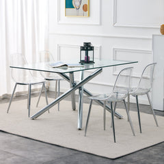 Modern minimalist transparent dining chair, plastic chair, armless