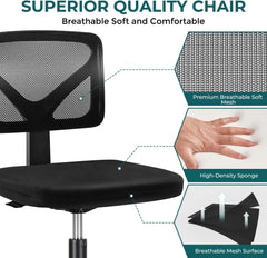 Armless Desk Chairs with Wheels Cute Home Office Chair No Arms,