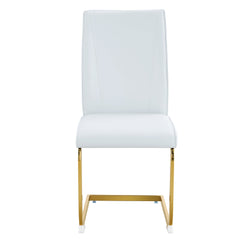 Luxury Simple Arch Chair Set of 6 - White PU Dining Chair with Gold