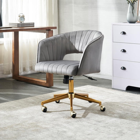 Home Office Chair Swivel Velvet Desk Chair, Vanity Chair with 360