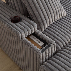 84Inch Corduroy 3-seater sofa With 3 back pillows ,2 toss pillows , a
