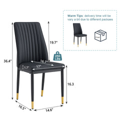 A set of 4 dining chairs, black dining chair set, PU material high