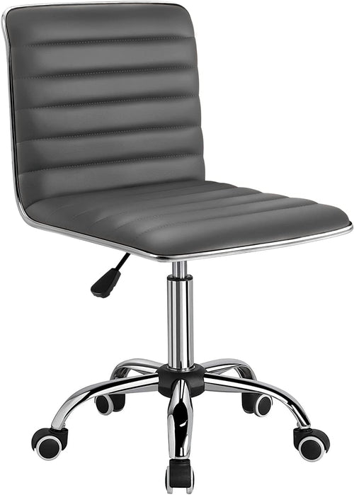 Mid Back Task Chair, Low Back Leather Swivel Office Chair, Vanity
