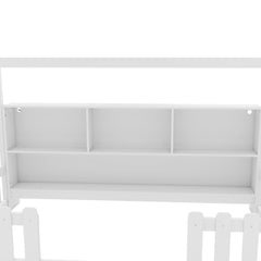 Twin Size House Bed with LED Light, Wood House Bed with Storage