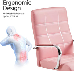 Mid-Back Office Chair with Arms 360� Swivel PU Leather Height