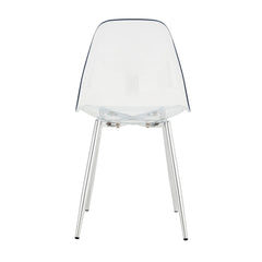 Transparent and Stylish Ergonomic Dining Chair with Silver Metal Legs