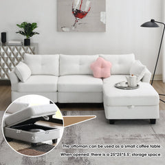 92*63"Modern Teddy Velvet Sectional Sofa,Charging Ports on Each