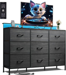 Dresser TV Stand for 55 Inch, Led Dresser for Bedroom, Black Dressers