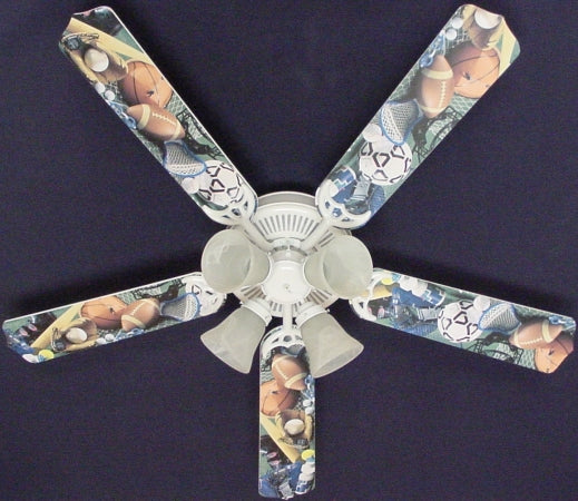 Ceiling Fan Designers 52FAN-KIDS-SFBS Soccer Football Baseball Sports
