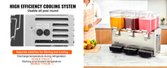 VEVOR 2 3 Tanks Commercial Beverage Dispenser Ice Tea Drink Machine 304 Stainless Steel Juice Dispenser for Restaurant