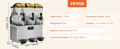 VEVOR 1/2/3 Tanks Commercial Ice-Cool Juice Smoothie Slush Maker Frozen Beverage Cold Drink Dispenser Vending Machine for Home