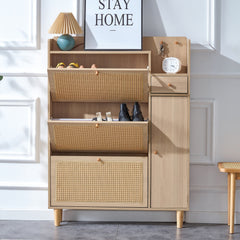 Modern minimalist storage cabinet, Japanese rattan shoe cabinet, bed