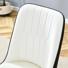 Modern Two-Tone PU Dining Chairs with Gold Decorated Legs - White and