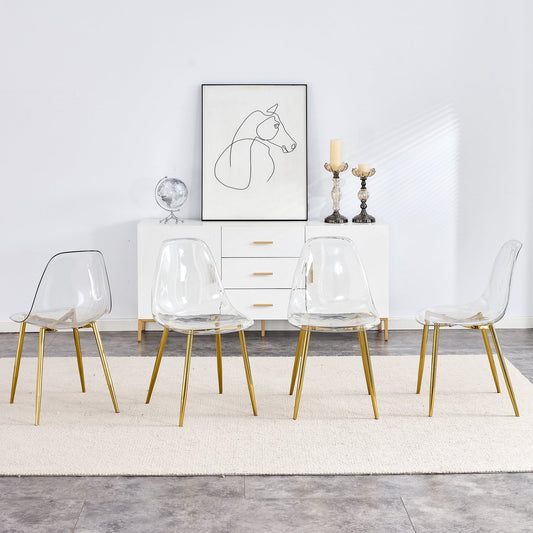 Modern minimalist transparent dining chair, plastic chair, armless