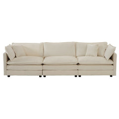 Mid-Century Modern Couch 3-Seater Sofa With 2 Armrest Pillows And 3