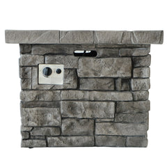 Outdoor Square MgO Propane Fire Pit 40,000 BTU Grey 30-Inch