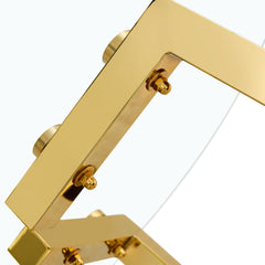 Modern Luxurious Round Tempered Glass Dining Table with Gold 7-Shaped