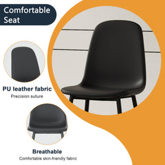 Modern Minimalist Black Dining Chair Set - Four Chairs, Upholstered