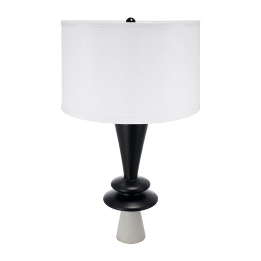 D15x26.7' Black Aluminum Table Lamp with Two Varying Disc Accents and