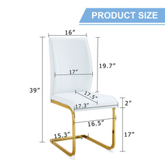Luxury Simple Arch Chair Set of 6 - White PU Dining Chair with Gold