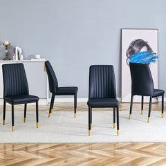 A set of 4 dining chairs, black dining chair set, PU material high