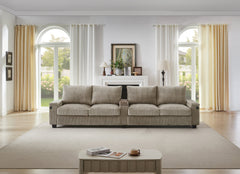 Modern 4-Seater Corduroy Sofa Couch with USB Ports, Hidden Storage