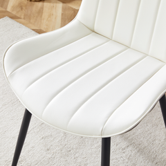 Modern Minimalist Dining Chair Set - Extended Seat Cushion, White/Dark