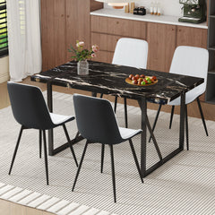 Table and chair set.Modern Black Marble Pattern MDF Dining Table Set -