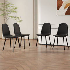 Modern Minimalist Black Dining Chair Set - Four Chairs, Upholstered