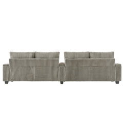 Modern 4-Seater Corduroy Sofa Couch with USB Ports, Hidden Storage